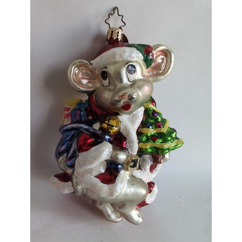 Stirring Tonight Vintage Christopher Radko Blown Glass Mouse Christmas Ornament